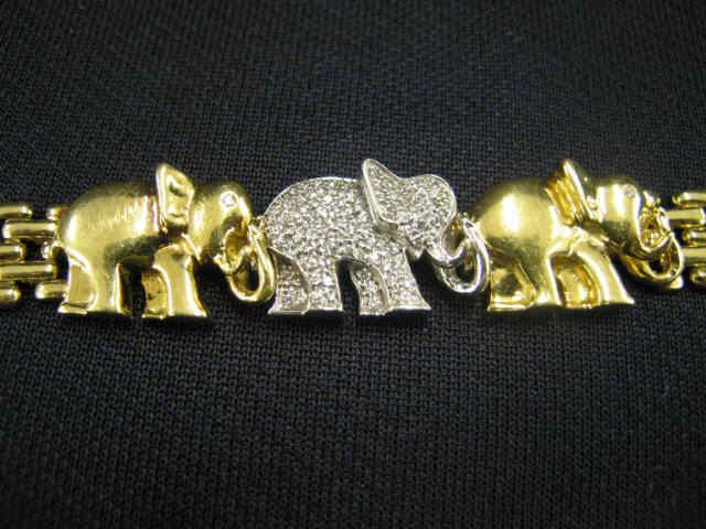 Appraisal: k Gold Diamond Bracelet elephant decor carats total white yellow