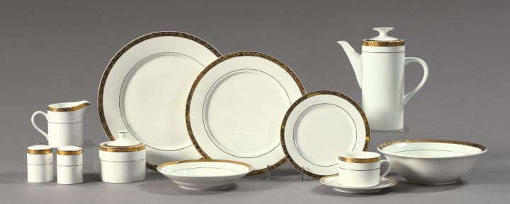 Appraisal: Eighty-One-Piece Command Performance Gold-Banded White Porcelain Partial Dinner Service for