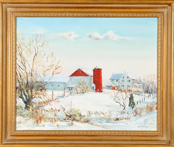 Appraisal: Farm landscape in the winter noted verso Childhood Home of