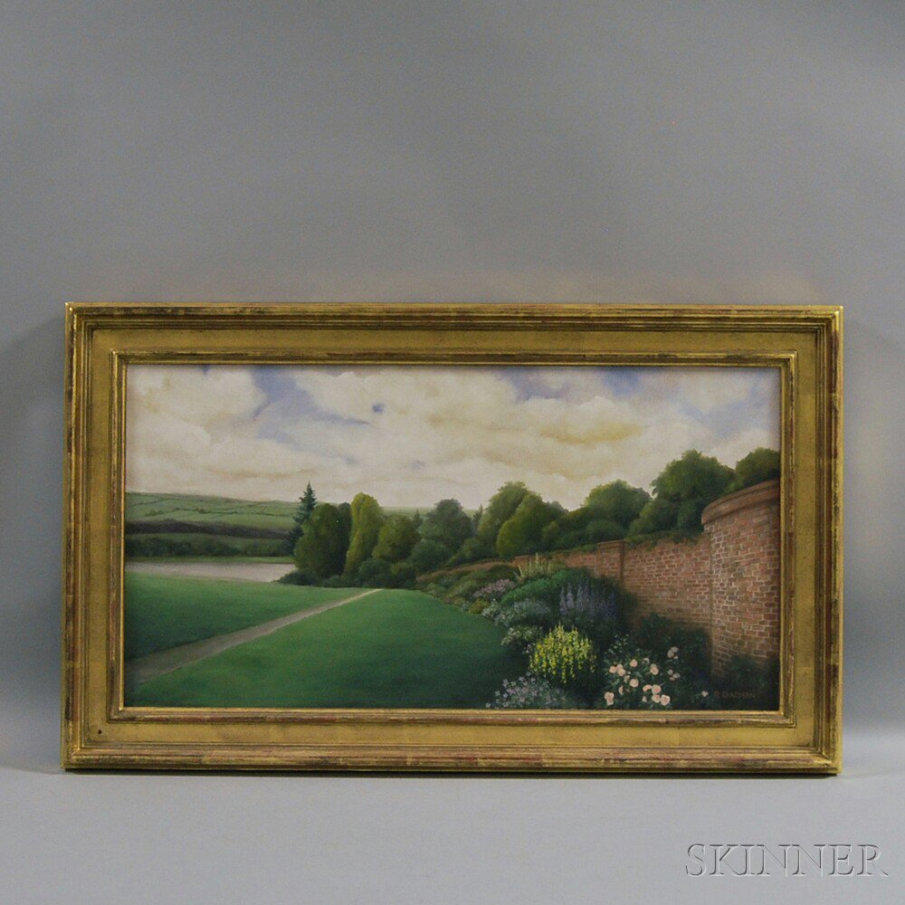 Appraisal: American School th Century Garden Wall Signed B CHAPMAN l