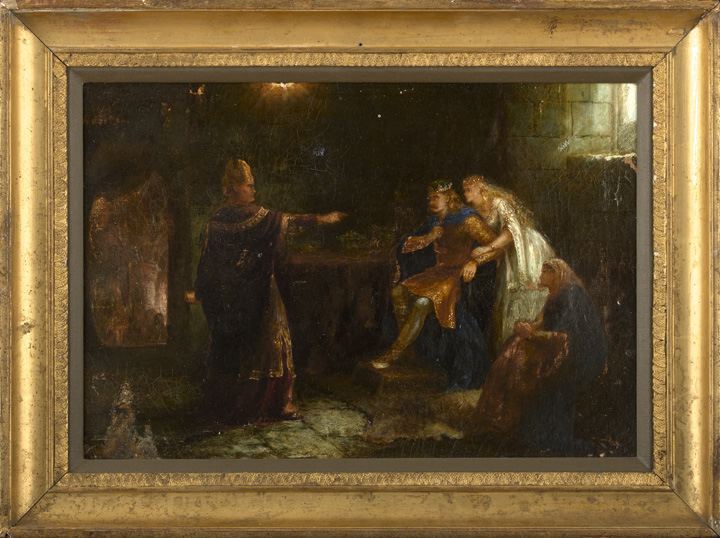 Appraisal: French School Mid- th Century The Confrontation oil on canvas