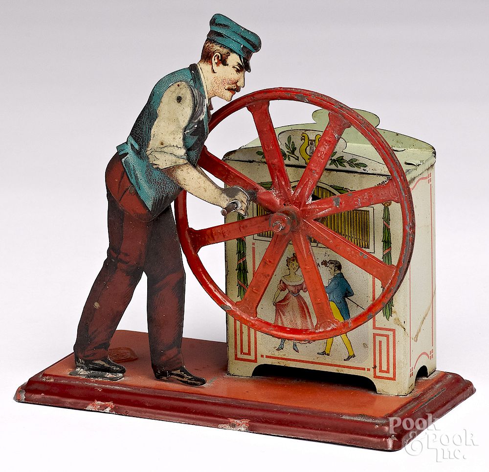 Appraisal: Bing organ grinder steam toy accessory Bing tin lithograph musical