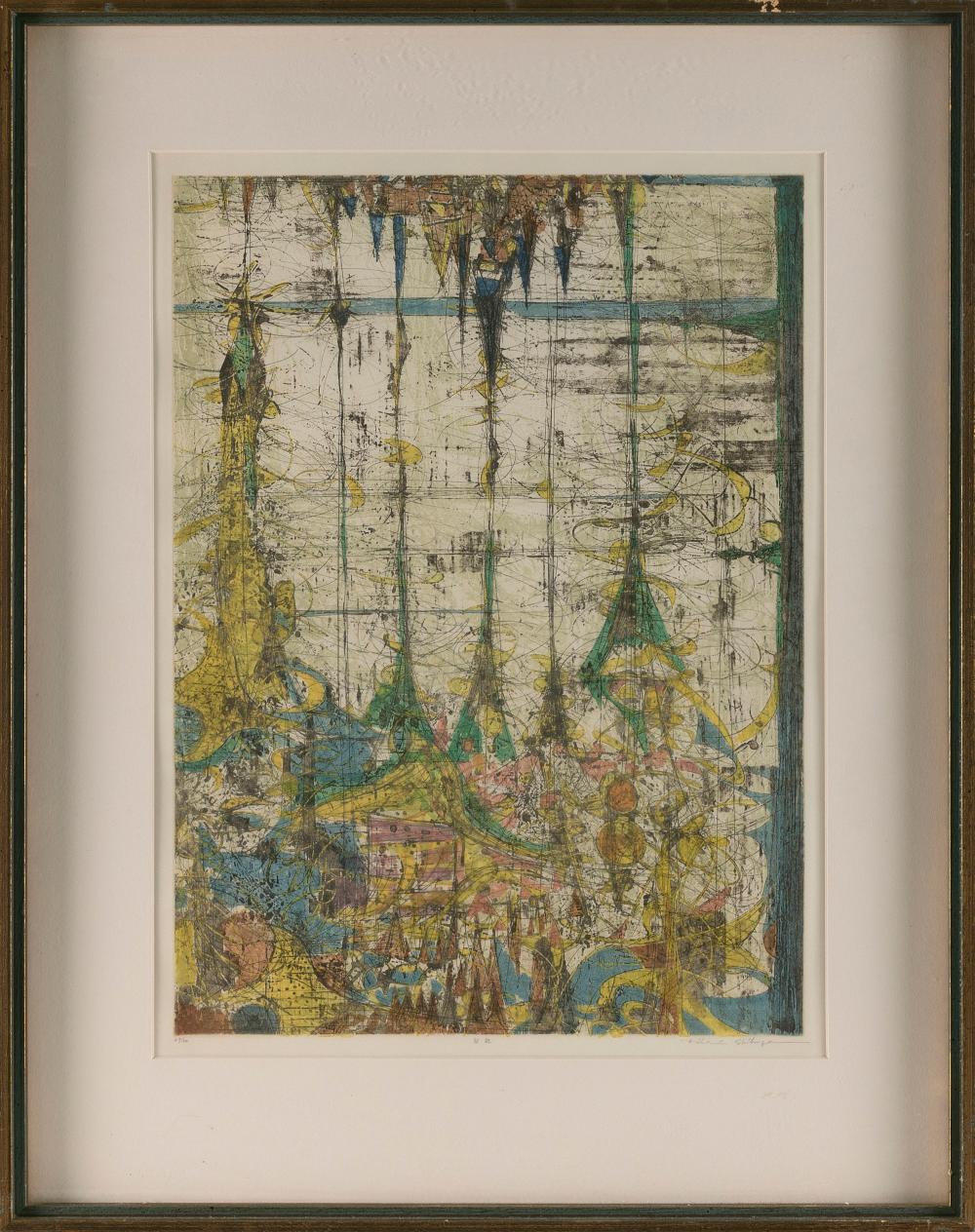 Appraisal: EIICHI SHIBUYA JAPAN - UNTITLED ABSTRACT COLOR ETCHING X TO