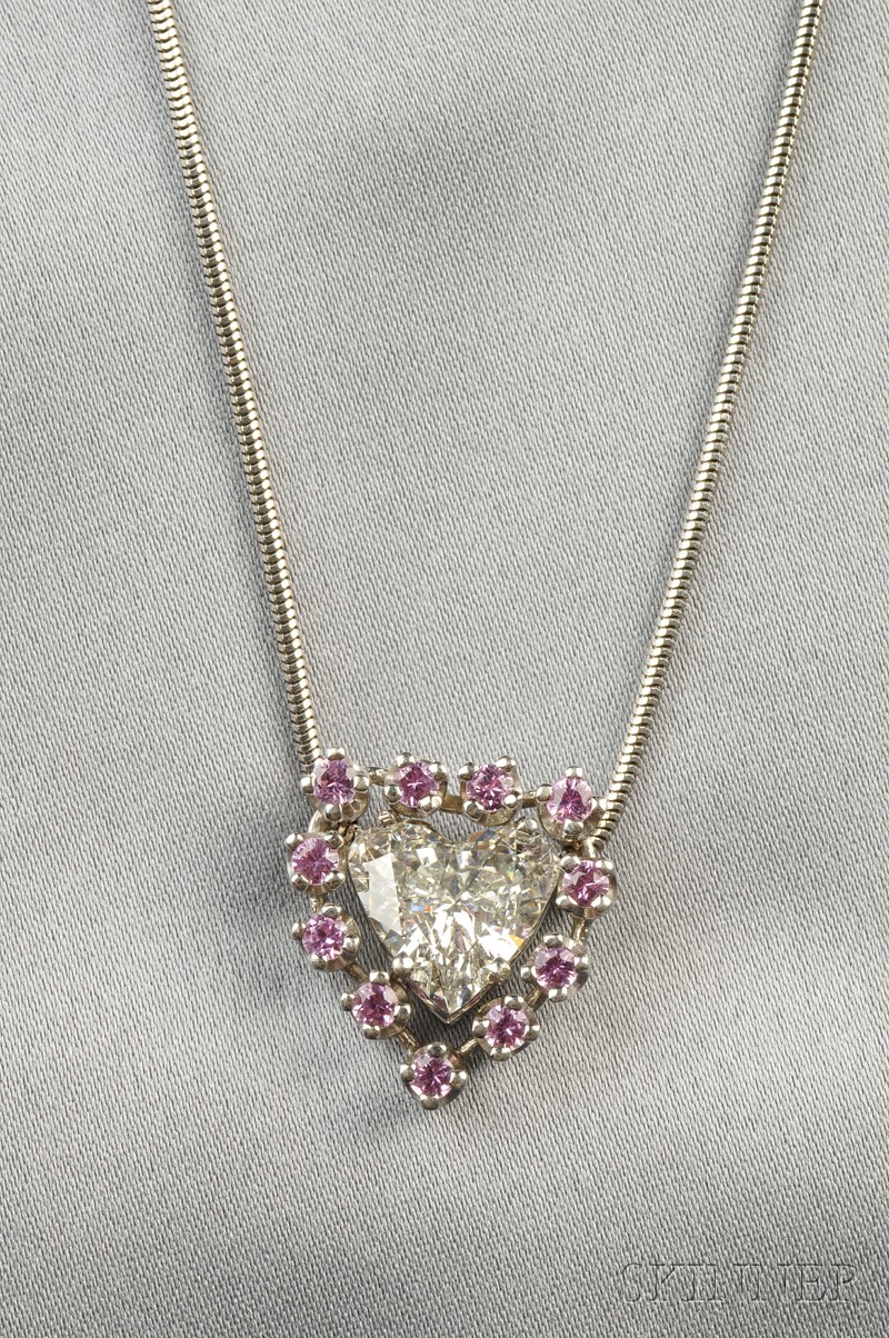 Appraisal: Diamond Solitaire Pendant set with a heart-shaped diamond weighing cts