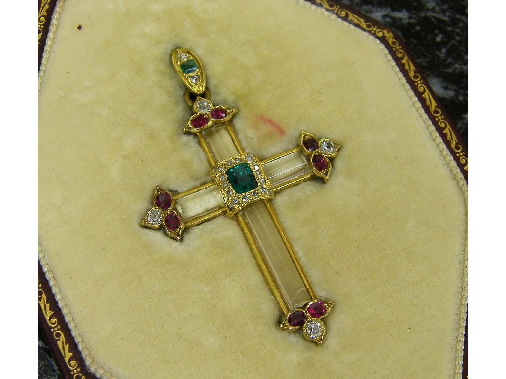 Appraisal: Fine th century rock crystal cross pendant with a central