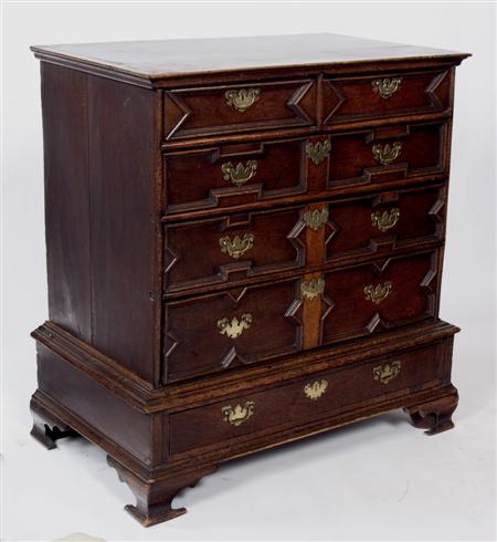 Appraisal: An th century oak chest the moulded rectangular top over