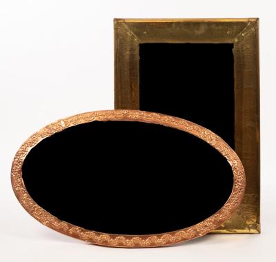 Appraisal: An oval copper framed mirror cm x cm and a