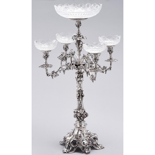 Appraisal: An EPNS candelabrum - epergne of four grapevine branches and