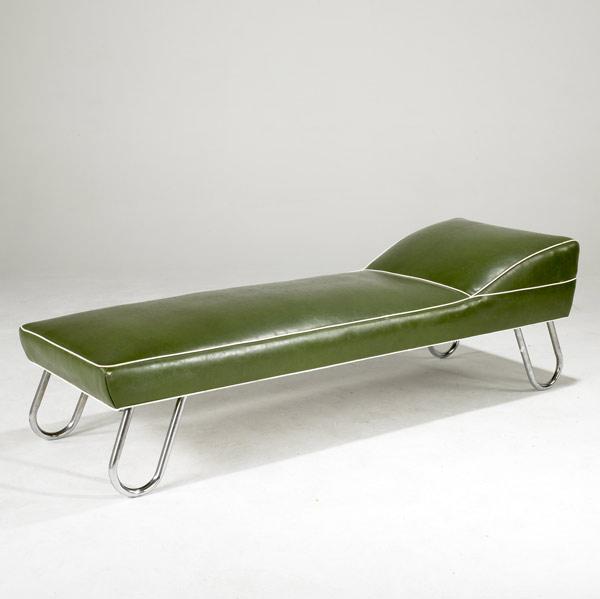 Appraisal: KEM WEBER Lounge chair in chrome tubular steel and vinyl