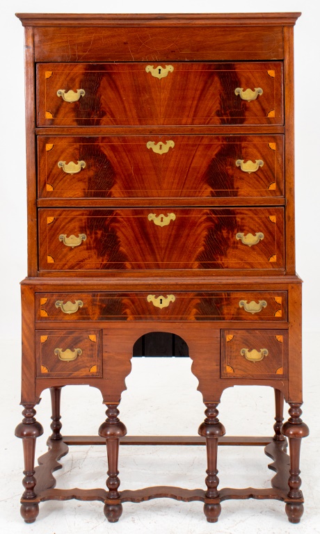 Appraisal: AMERICAN WILLIAM MARY STYLE CHEST ON STAND American William Mary