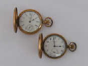 Appraisal: Two early th century rolled gold full hunter pocket watches