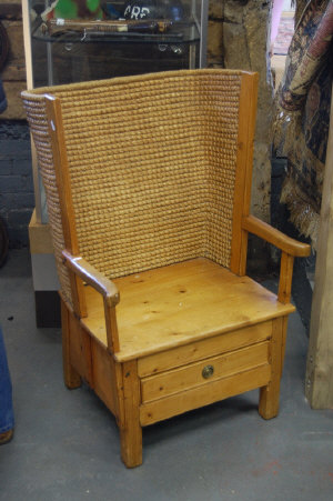 Appraisal: A th century pine Orkney chair with bound straw back