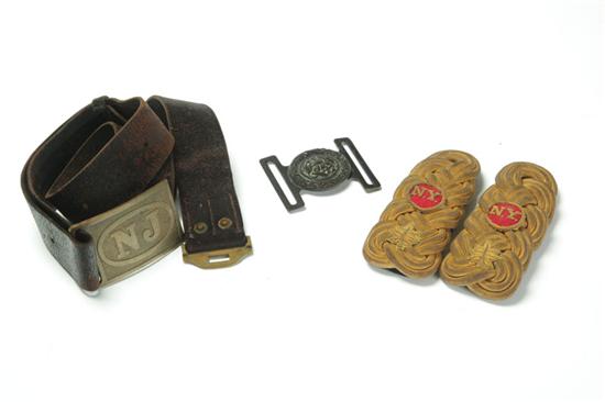 Appraisal: GROUP OF BUCKLES EPAULETTES AND A BELT American mid th