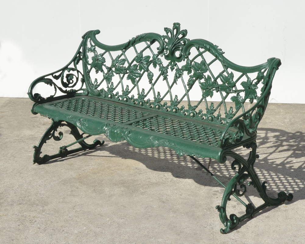 Appraisal: VICTORIAN CAST IRON GARDEN BENCH Heavy green painted cast iron