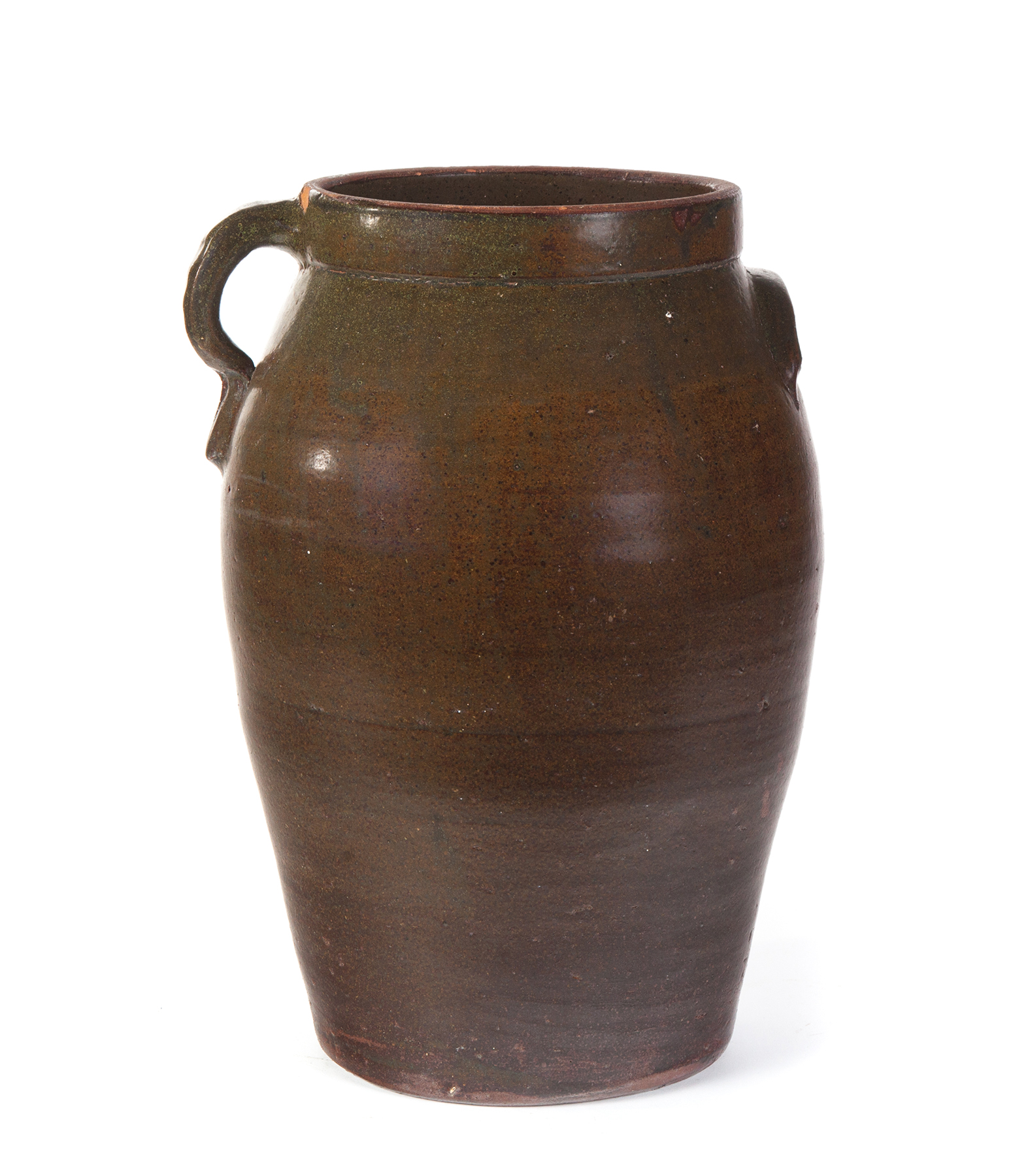 Appraisal: AMERICAN REDWARE CROCK Probably Southern nd half- th century Green