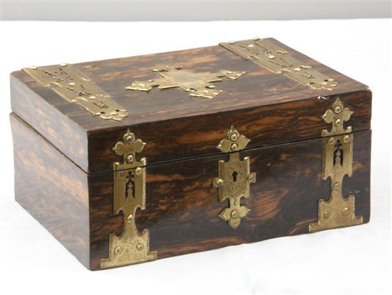 Appraisal: th century Coromandel rectangular stationery box with brass mounts wide