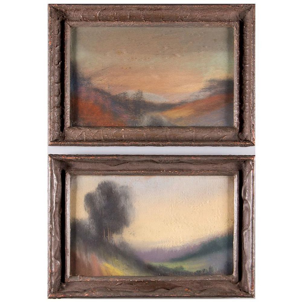 Appraisal: Pair of impressionist watercolor landscapes Artist Unsigned Description A pair