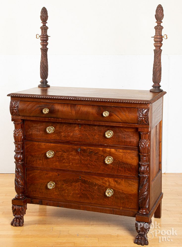 Appraisal: Empire mahogany dresser mid th c Empire mahogany dresser mid