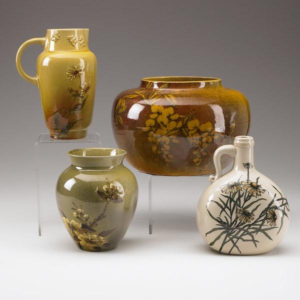 Appraisal: ROOKWOOD Four early vessels two vases and two pitchers by