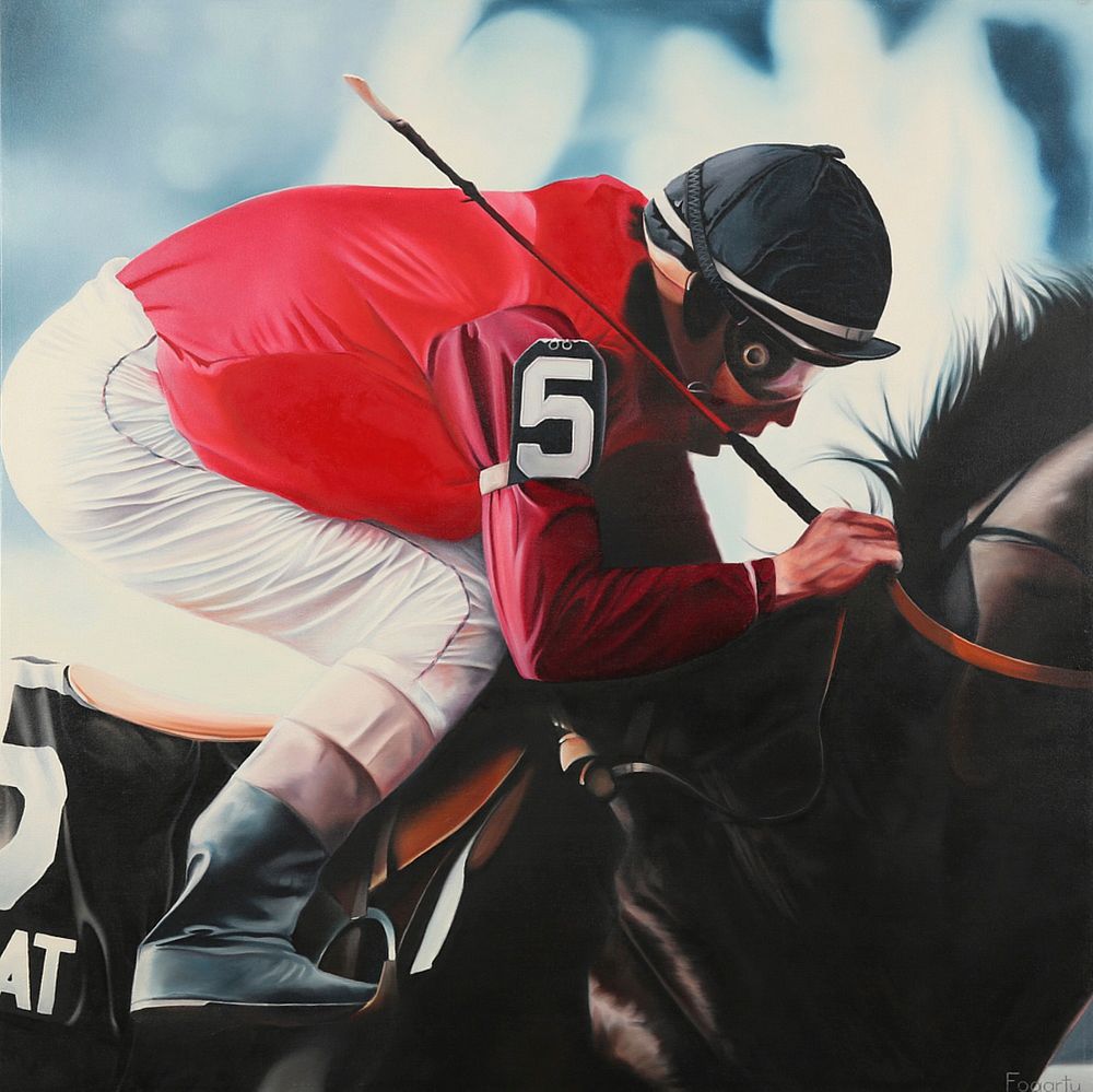 Appraisal: Terrence Fogarty Jockey III Oil on Canvas Terrence Fogarty b