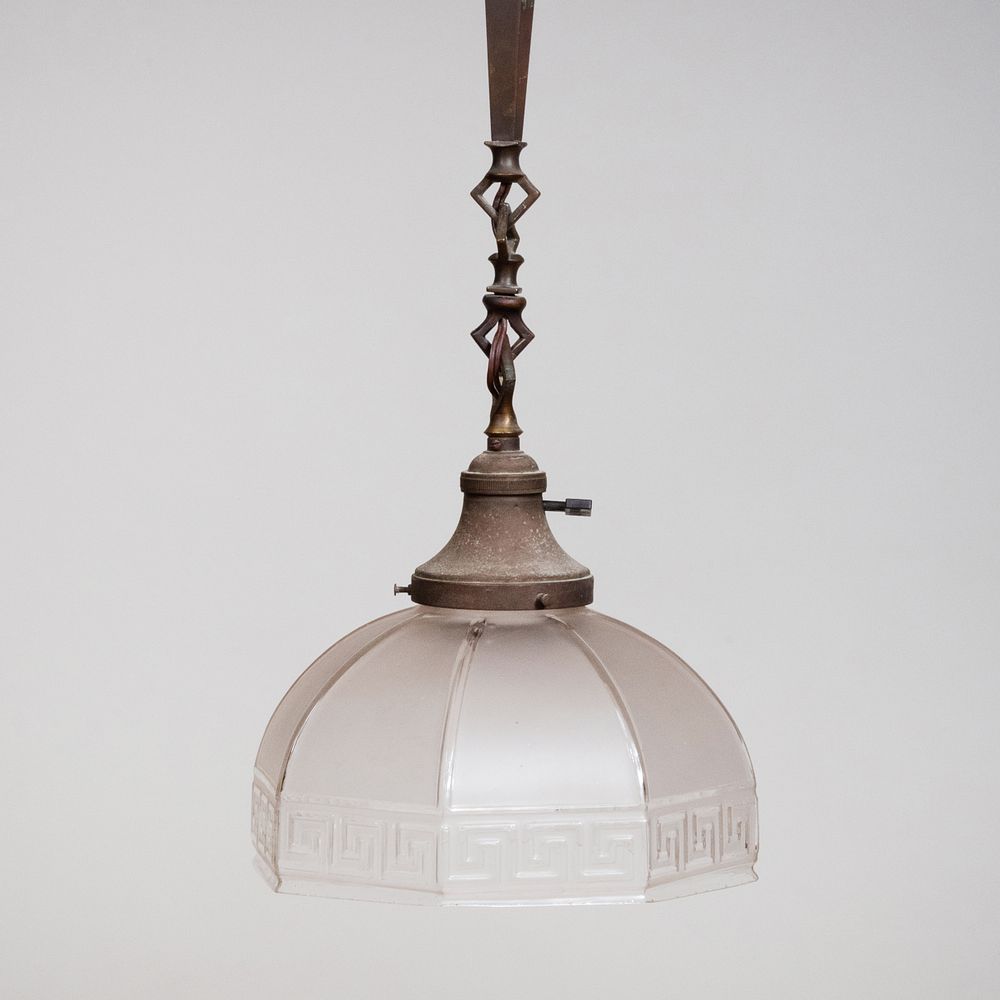 Appraisal: Arts and Crafts Style Metal Hanging Lamp with an Octagonal