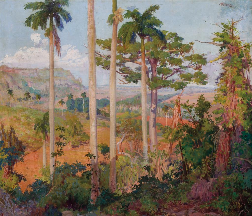 Appraisal: UNIVERSO PICAZO CARRERA Cuban - Cuban Landscape with Palm Trees