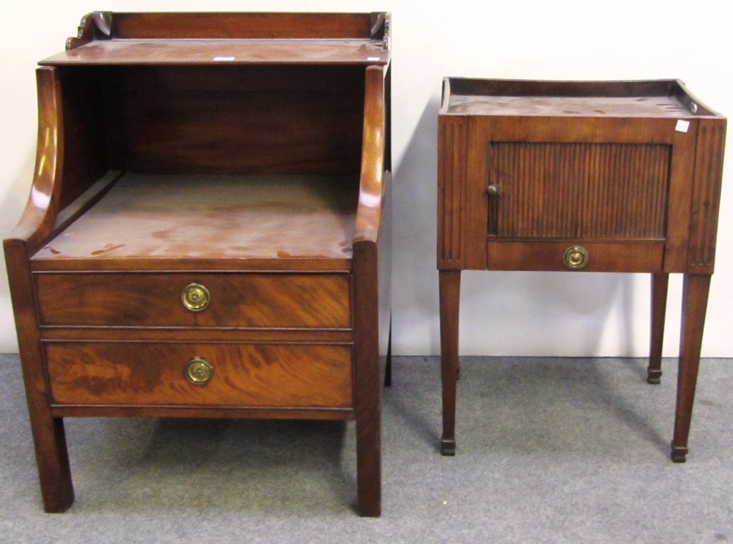 Appraisal: An th century mahogany lift top commode with pair of