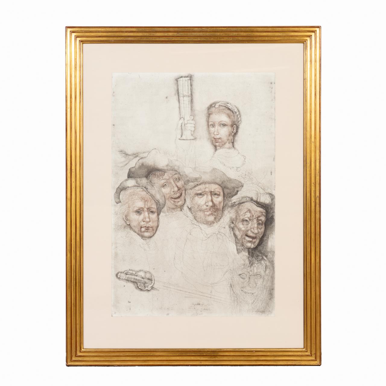 Appraisal: JIRI ANDERLE REMBRANDT SASKIA FRAMED ETCHING Jiri Anderle Czechoslovakian born