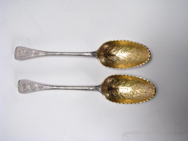 Appraisal: Pair of Gold Wash Sterling Vegetable Spoons