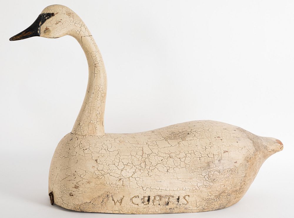 Appraisal: Painted hollow bodied swan decoy Painted hollow bodied swan decoy