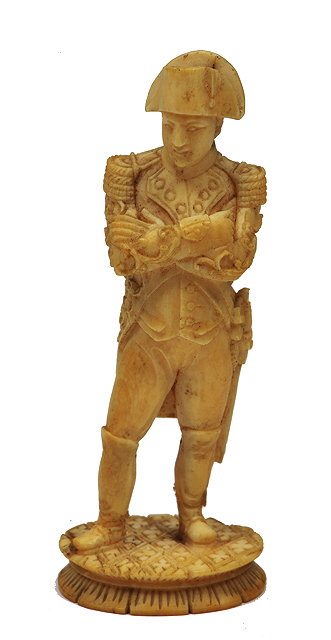 Appraisal: A TH CENTURY INDIAN CARVED IVORY SCULPTURE OF NAPOLEON standing