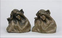 Appraisal: Bronze Art Nouveau Bookends by H Muller Matching bookends of