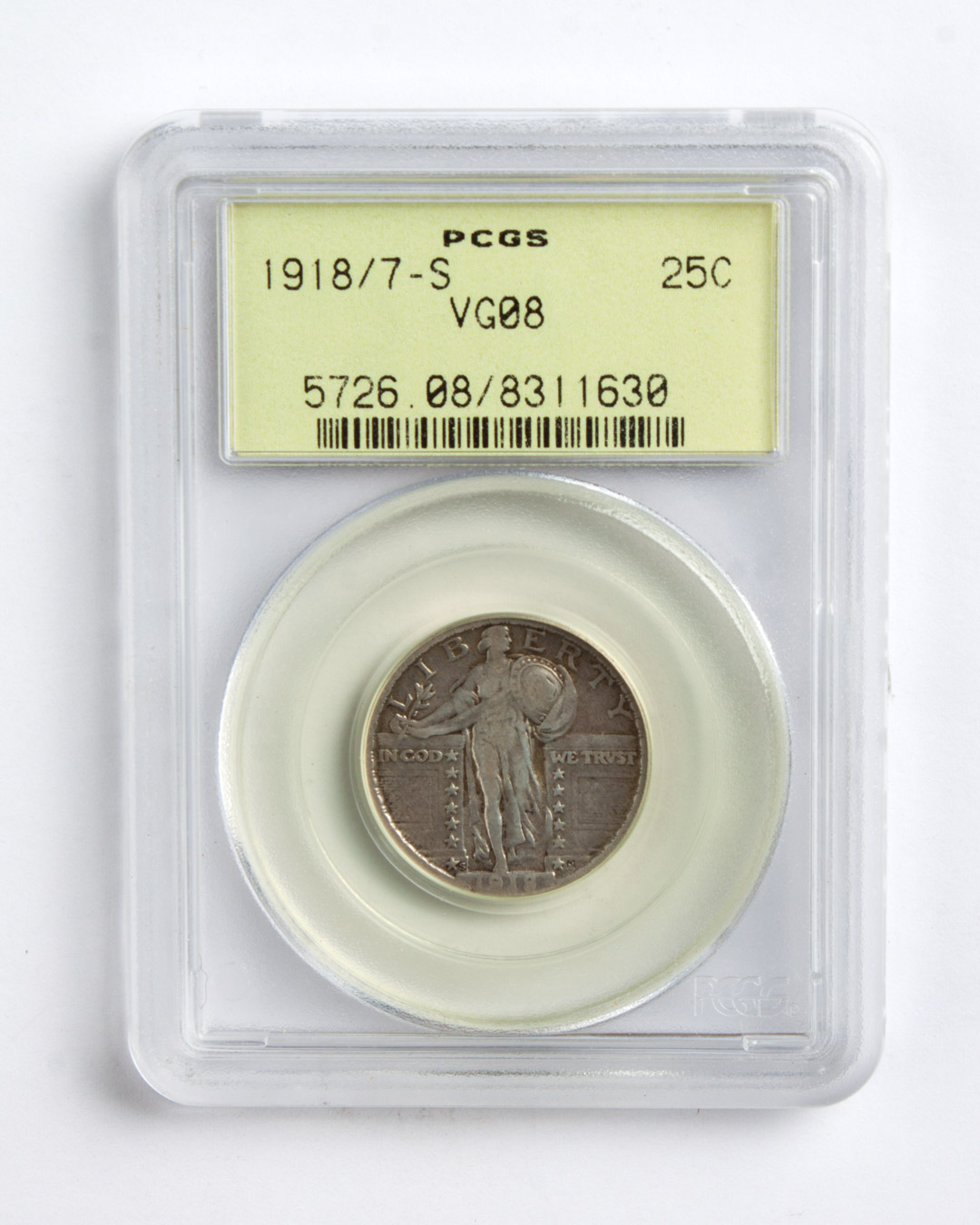 Appraisal: U S Standing Liberty silver quarter VG- in PCGS holder