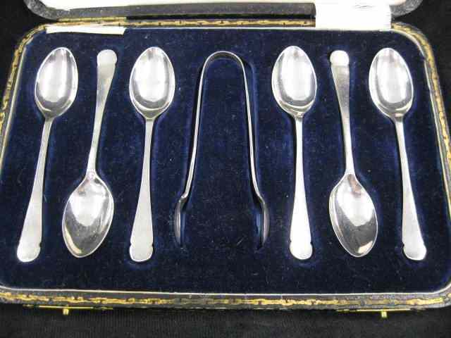 Appraisal: pc English Sterling Silver Spoon Tong Set hallmarks of London