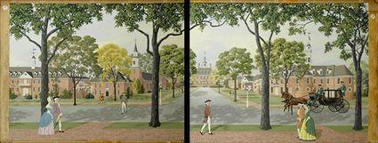 Appraisal: American School th Century Two Views of Colonial Williamsburg Watercolor