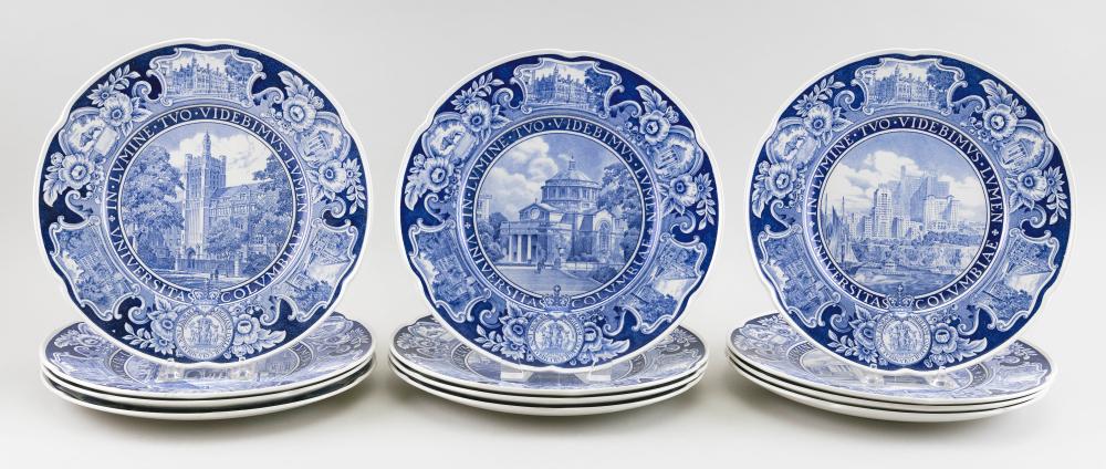 Appraisal: SET OF TWELVE WEDGWOOD COLUMBIA UNIVERSITY BLUE TRANSFERWARE PLATES ENGLAND