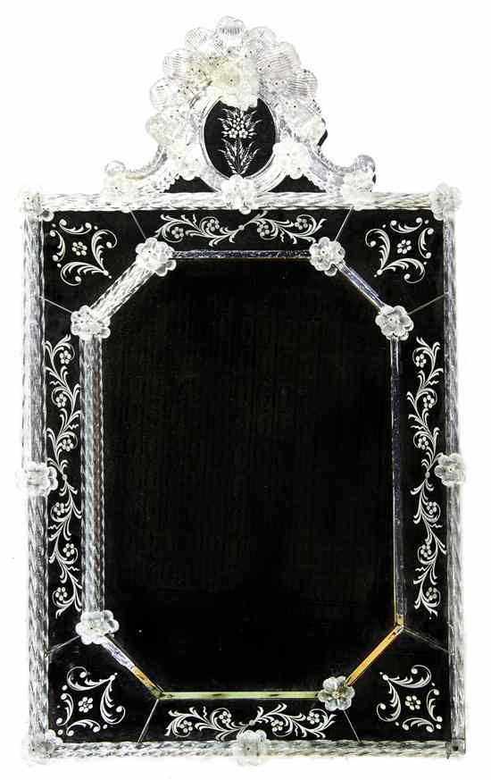 Appraisal: A Venetian Glass Mirror of rectangular form having a circular