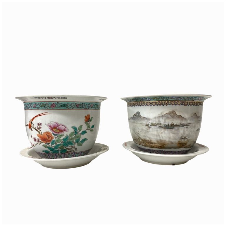 Appraisal: th Century Chinese Porcelain Flower Pots th Century Chinese Porcelain