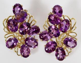 Appraisal: AMETHYST AND KT GOLD EARRINGS AMETHYST AND KT GOLD EARRINGS