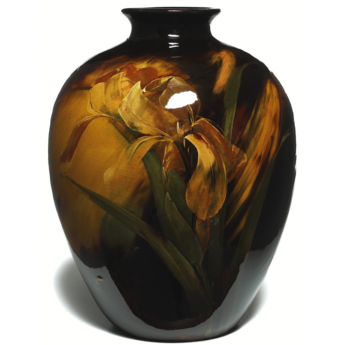 Appraisal: Nice Weller Aurelian vase large bulbous form in a brown