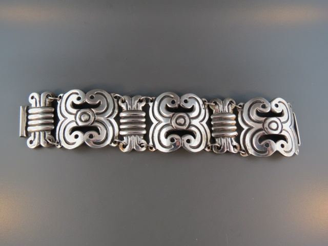 Appraisal: Sterling Silver Vintage Mexican Bracelet wide long grams