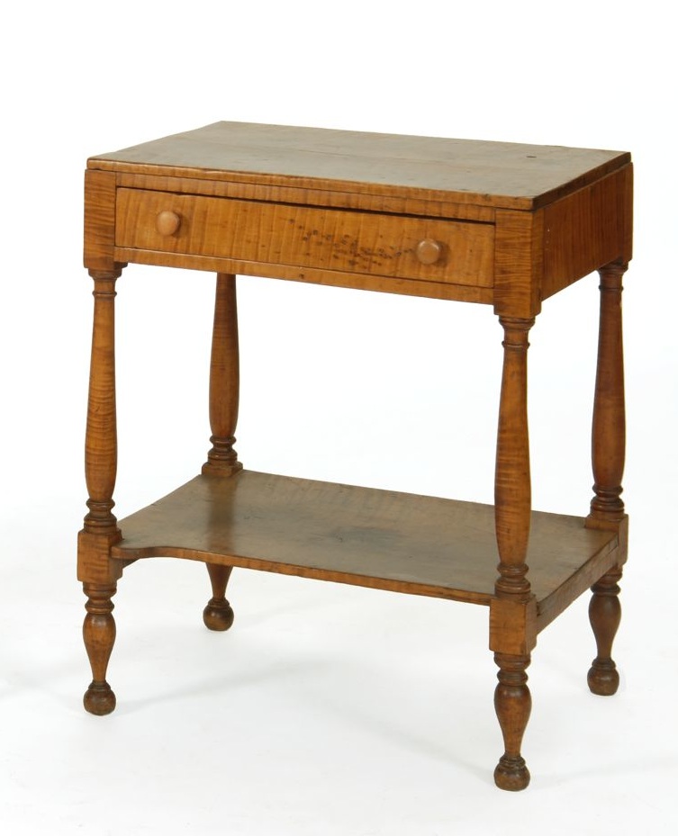 Appraisal: SHERATON ONE-DRAWER STAND First Half of the th CenturyIn curly