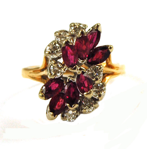 Appraisal: RUBY DIAMOND AND FOURTEEN KARAT GOLD RING yellow and white