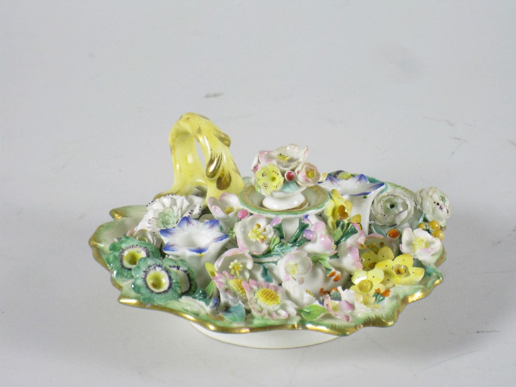 Appraisal: A Coalbrookdale Inkwell with all over floral encrustations and painted