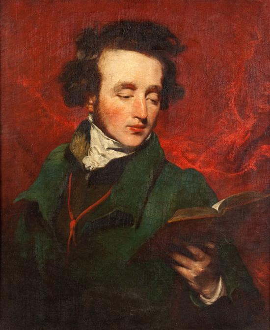 Appraisal: Henry Wyatt English - Portrait of a Gentleman with book