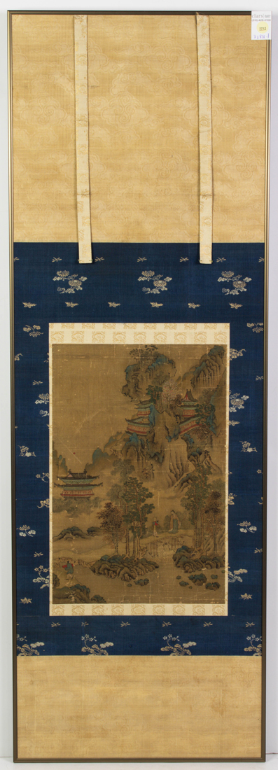 Appraisal: Chinese scroll painting ink and color on silk depicting a