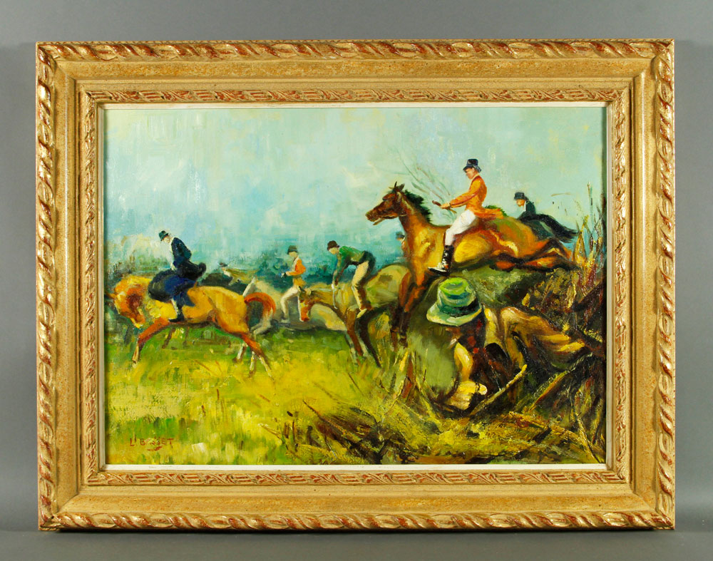 Appraisal: - Basset Hunting Scene O C Louis Basset hunting scene