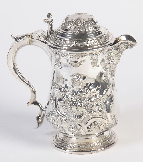 Appraisal: A Victorian electroplate wine jug of bold baluster form with