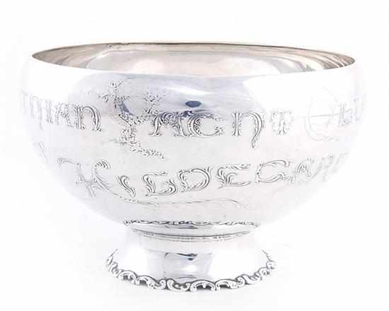 Appraisal: Whiting sterling yachting trophy New York circa deep round bowl