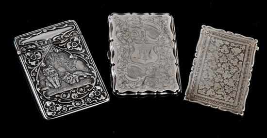 Appraisal: A collection of three sterling silver card cases Comprising one